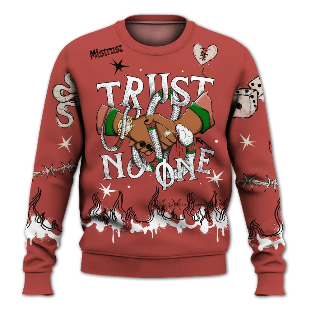Sweatshirt To Match Dune Red 13s - Trust No One Snake-Bite Doodle Crayon All Over Print