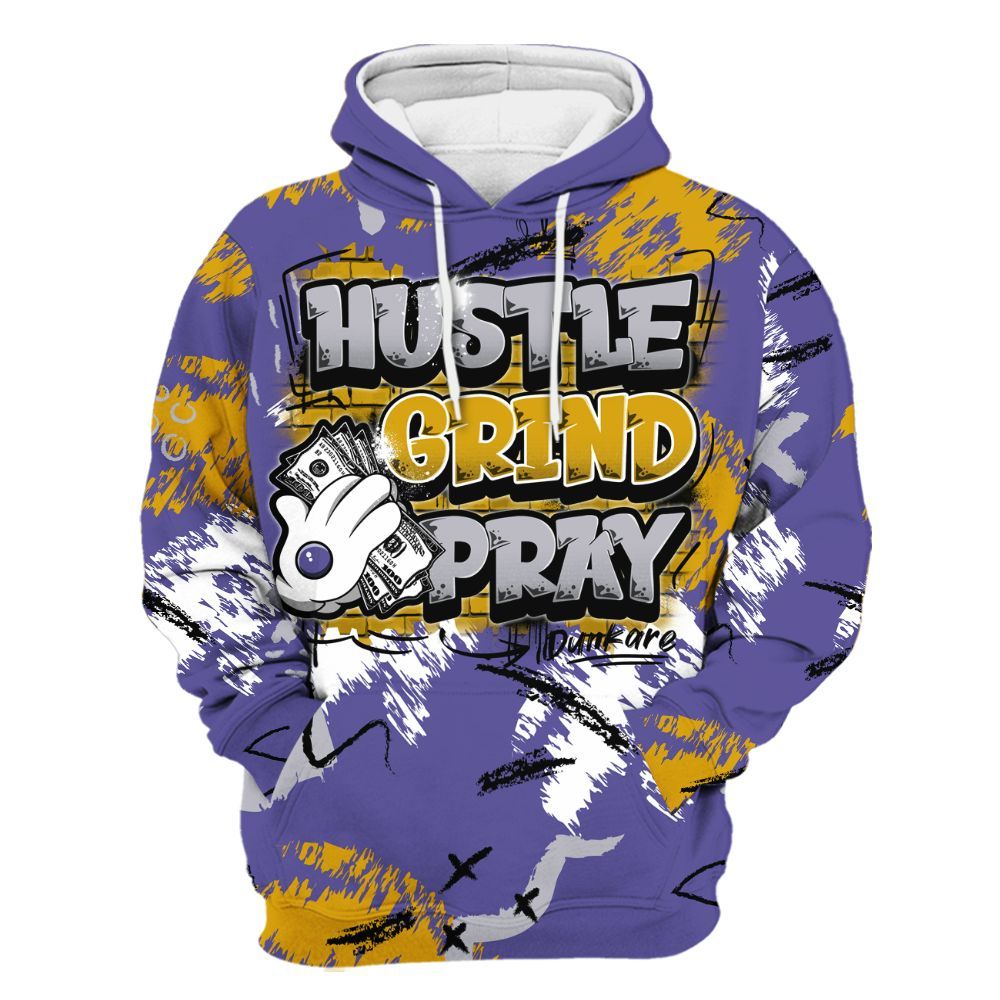 Hoodie To Match Lakeshow 4s - Hustle Grind Pray Graphic Street Style All Over Print