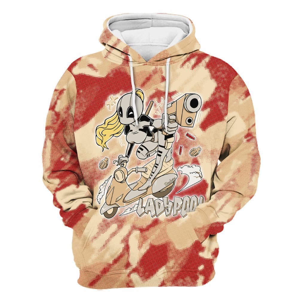 Hoodie To Match Dunk Low Strawberry Waffle - Lady Pool Cartoon Abstract Halftone All Over Print