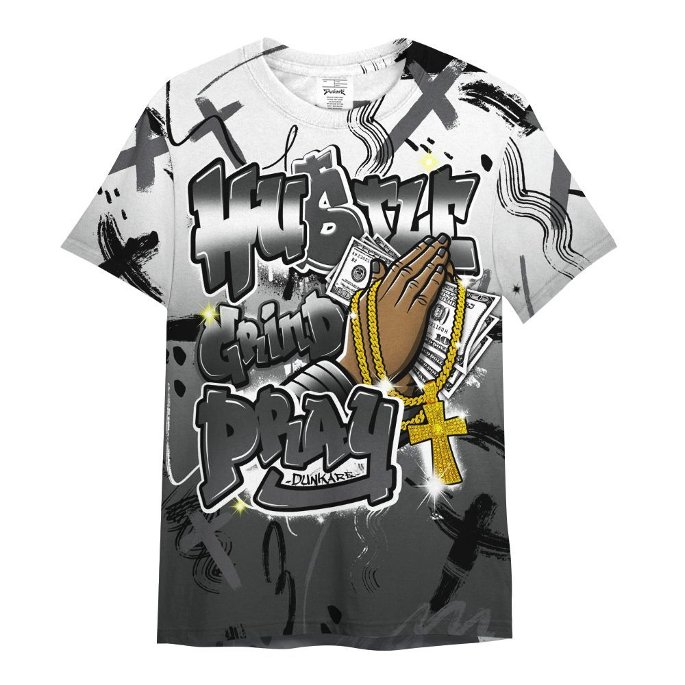 Shirt To Match White Thunder 4s - Money Hustle Grind Pray All Over Print