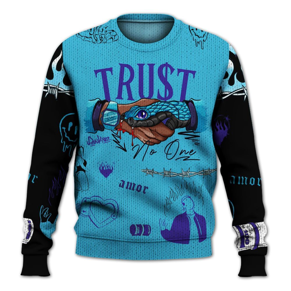 Knitted Sweater To Match Retro Aqua 6s - Snake Trust No One