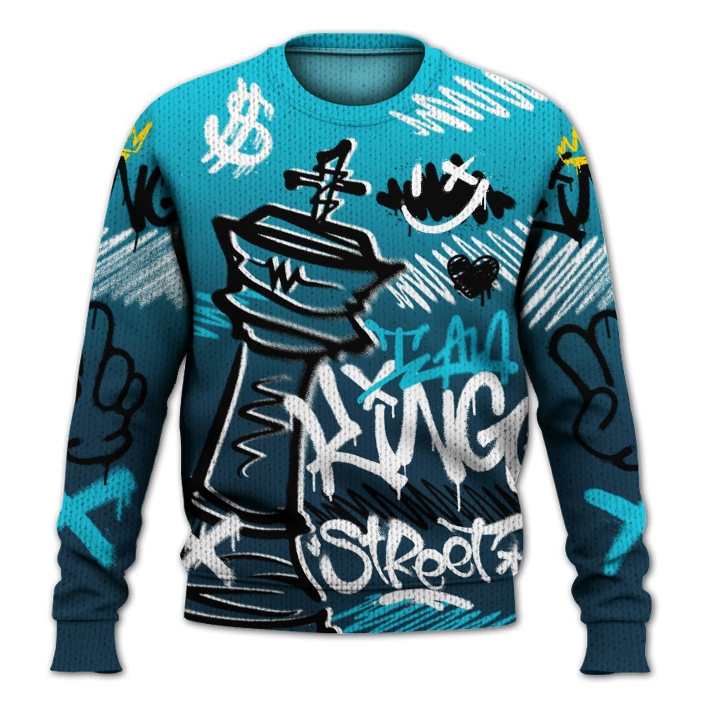 Knitted Sweater To Match Air Navy Baltic Blue - Street King Chess Streetwear