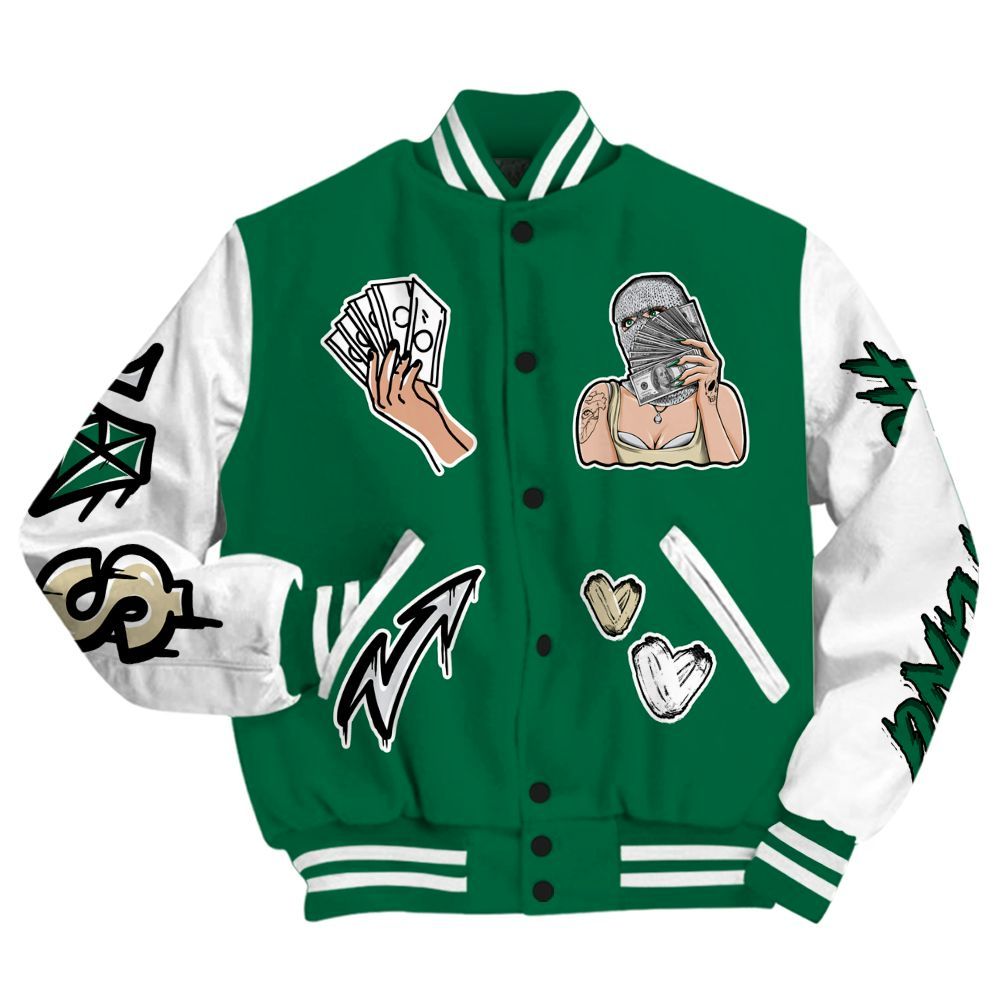 Varsity Jacket To Match Pine Green 4s - Hustling Unique All Over Print