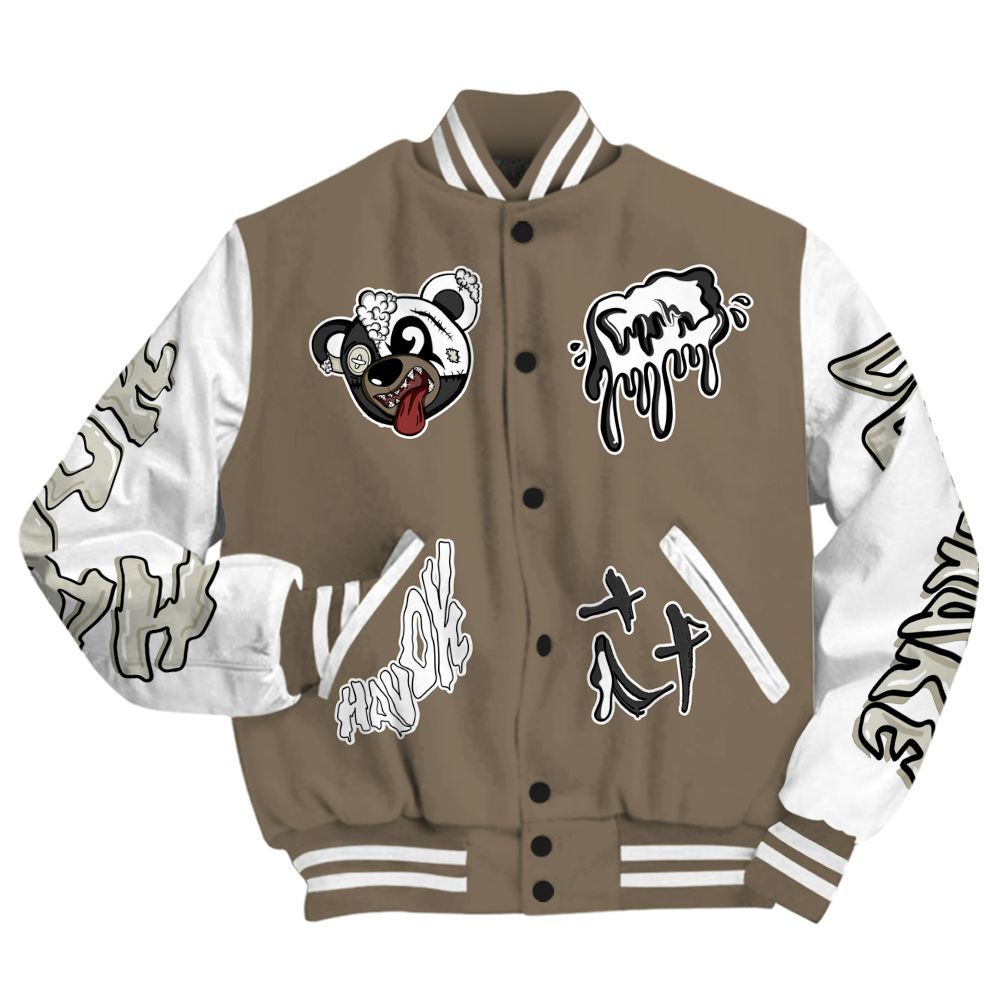 Varsity Jacket To Match Low OG Dark Mocha 1s - Havok Bear All Over Print