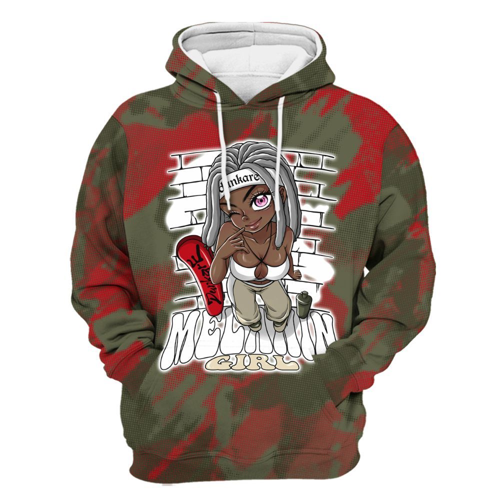 Hoodie To Match Travis Scott Low OG Medium Olive 1s - MelaninGirl Abstract Halftone All Over Print