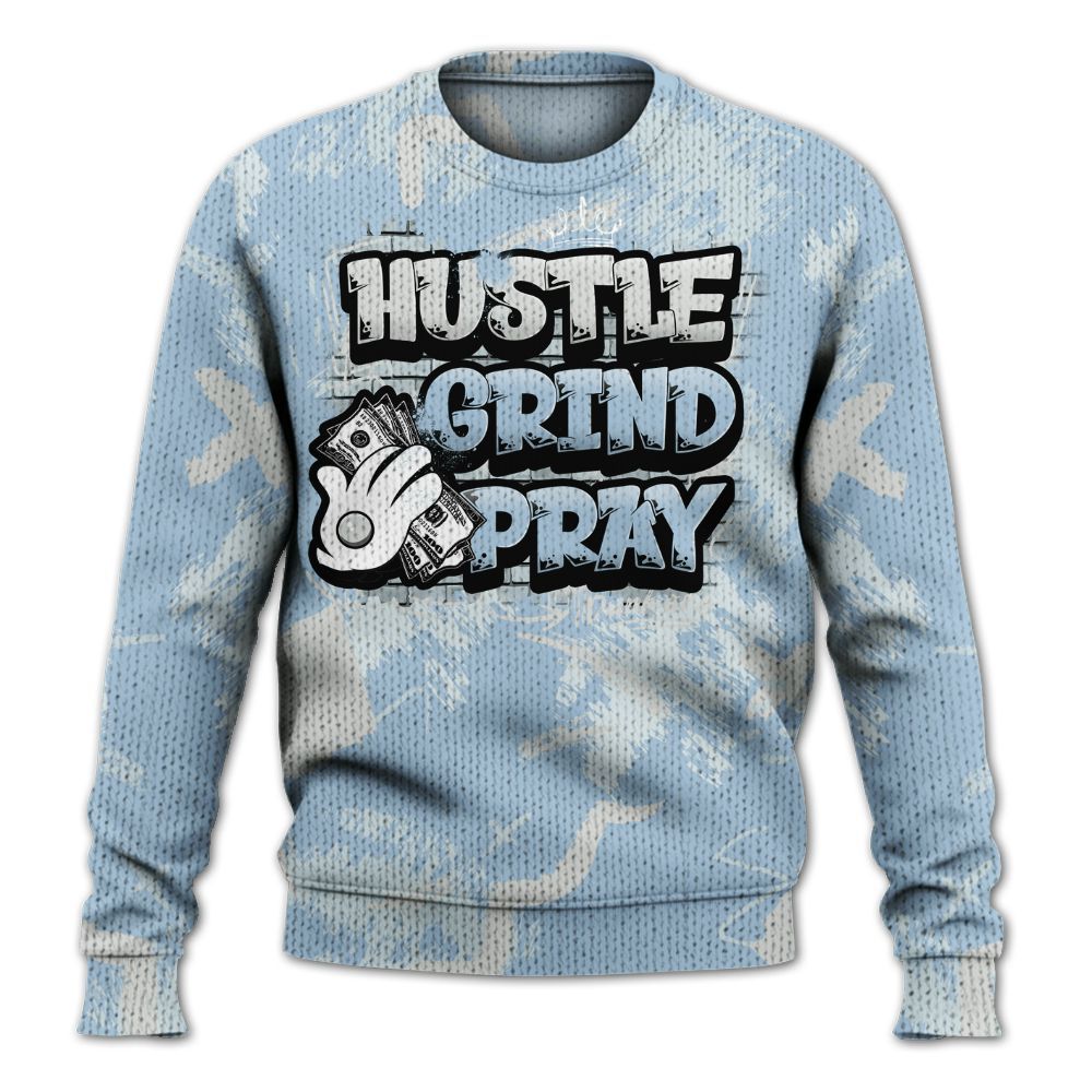 Knitted Sweater To Match Forget Me Not 4s - Hustle Grind Pray Retro