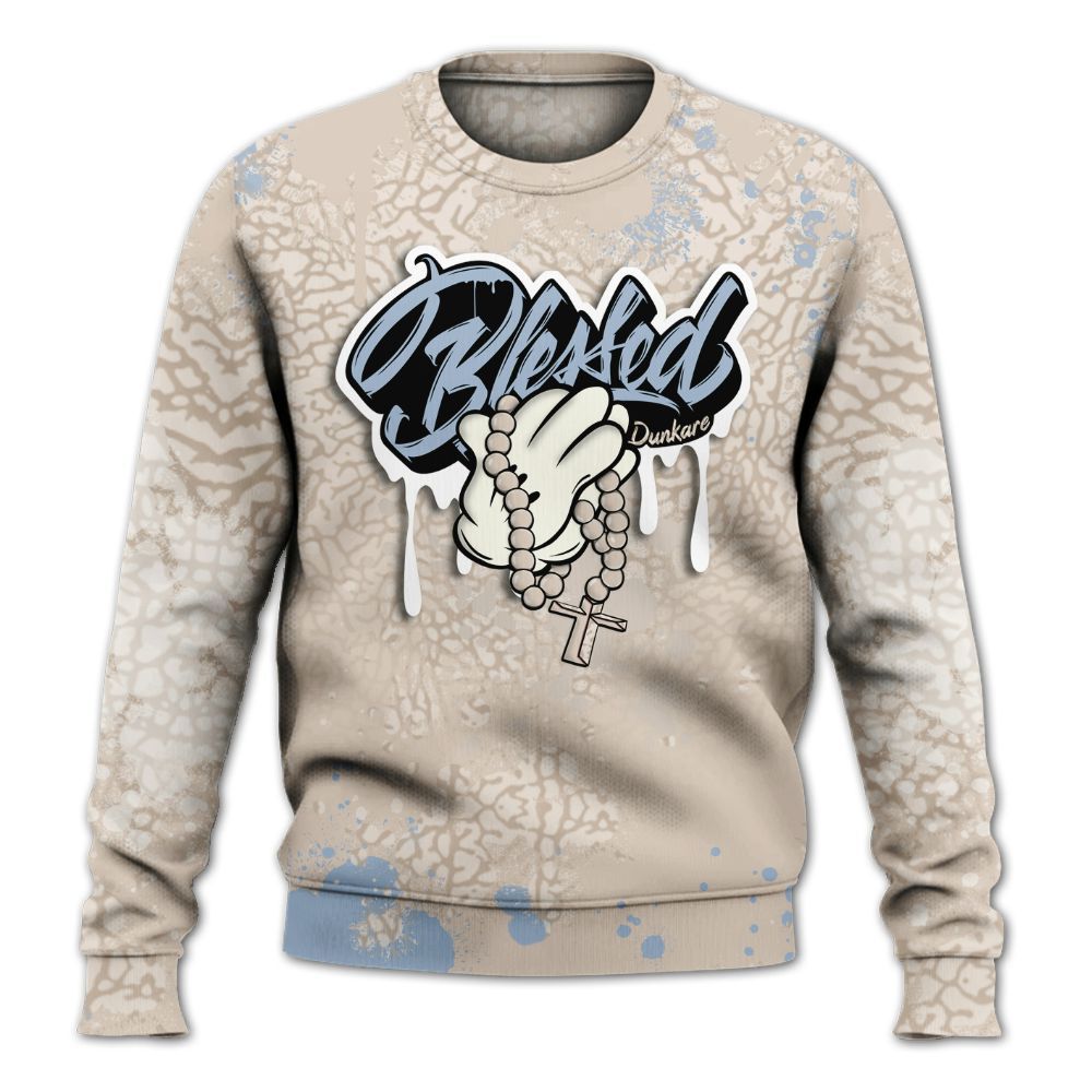Sweatshirt To Match Desert Sand 3s - God Blessed Ink Drip All Over Print