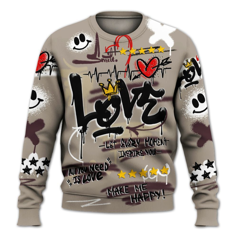 Sweatshirt To Match AMM Retro Phantom 4s - Happy Love Beats Graffiti Streetwear All Over Print