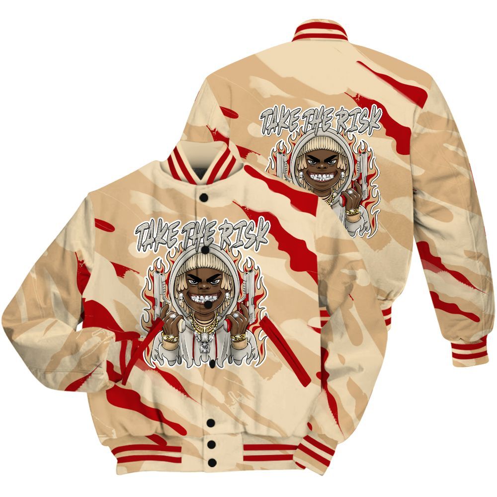 Varsity Jacket To Match Dunk Low Strawberry Waffle Shirt - Take The Risk Colored All Over Print