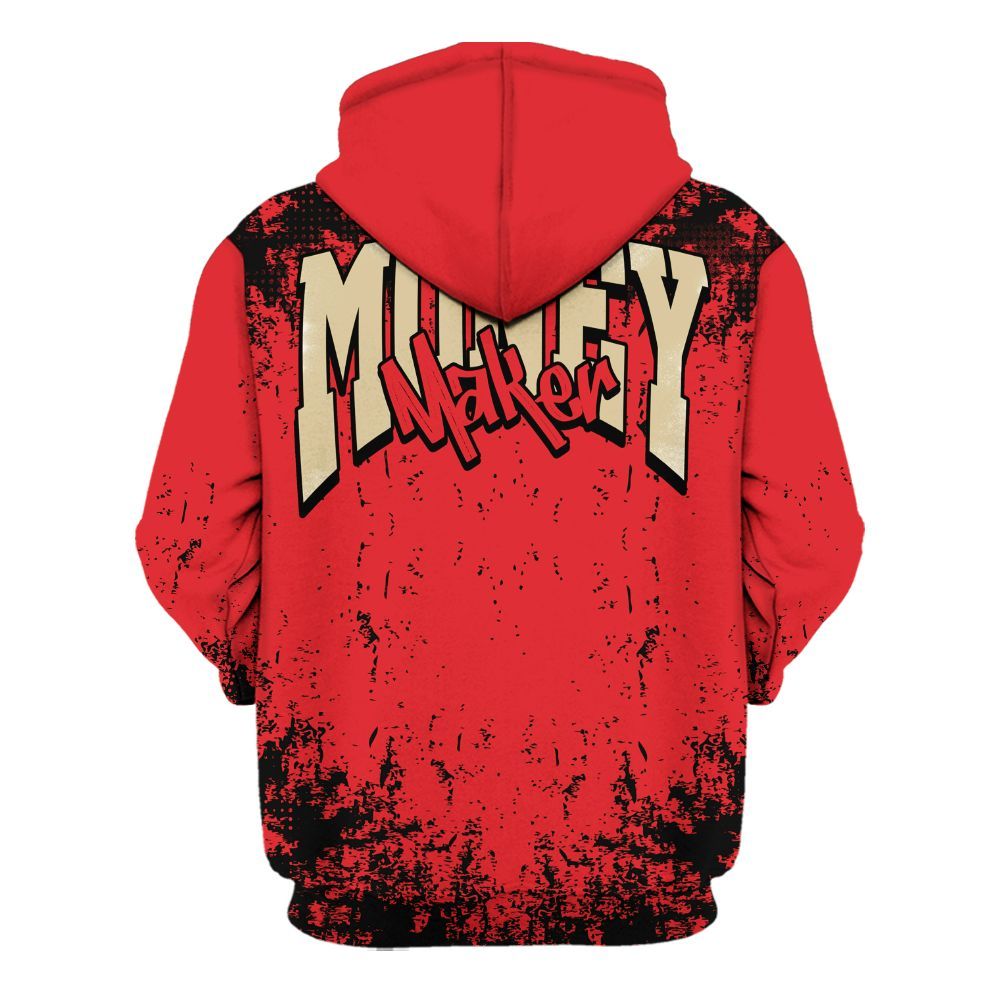 Hoodie To Match Prime 93 Fire Red - Move In Silence Money Street Retro All Over Print