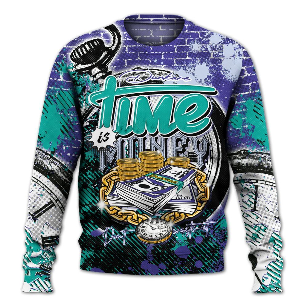 Sweatshirt To Match Retro Grape 5s - Dirty Time Is Money All Over Print