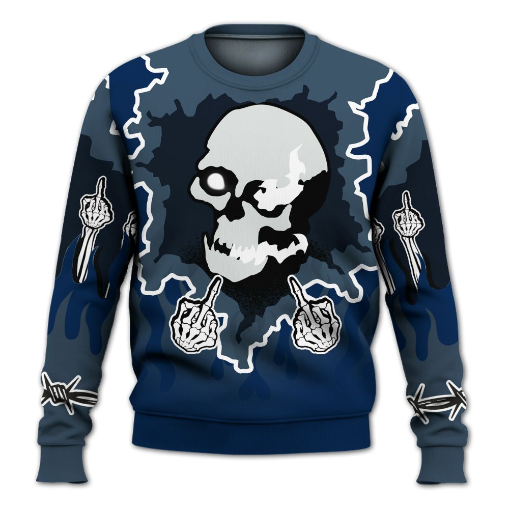 Sweatshirt To Match SB White Navy 4s - F Around Find Out Graphic Trapped All Over Print