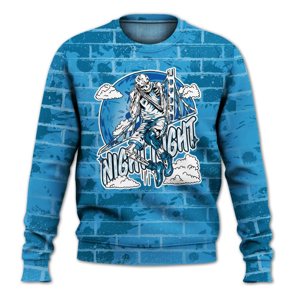 Sweatshirt To Match Powder Blue 9s - Seeya Skeleton Brick All Over Print