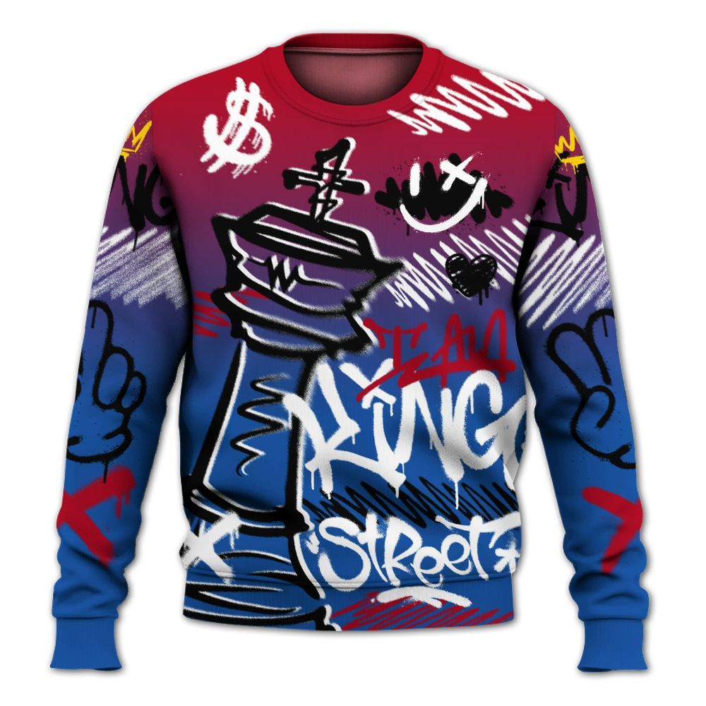 Sweatshirt To Match Air Griffey Max Black Red Navy Blue 1s - Street King Chess Streetwear All Over Print