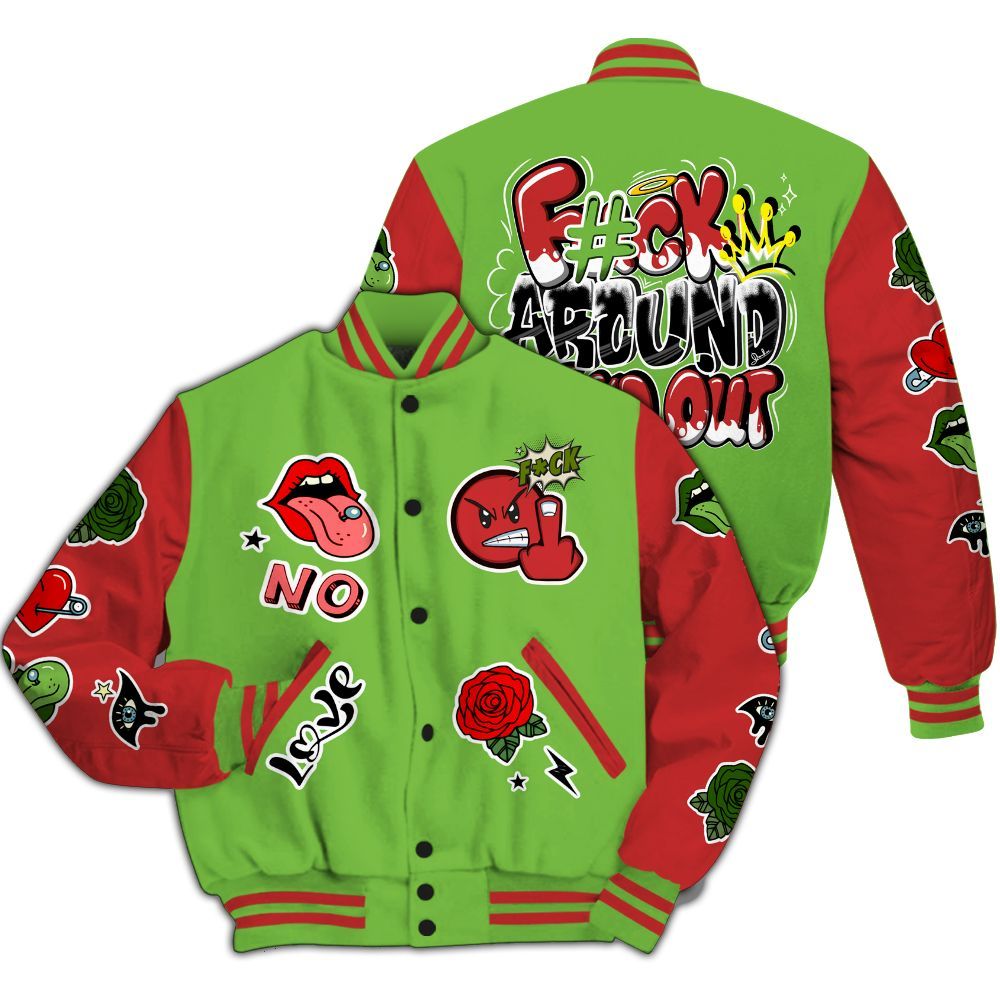 Varsity Jacket To Match Air Max Waffle SP Action Green - FK Around Find Out All Over Print