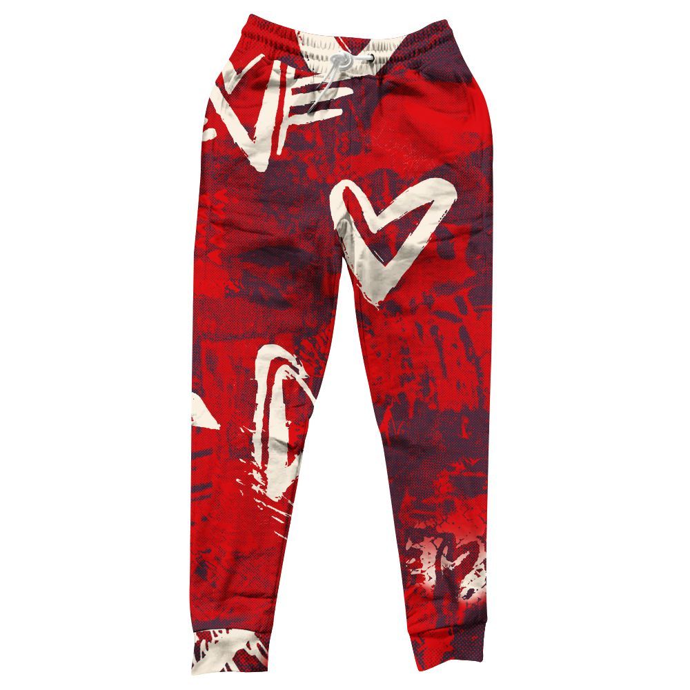 Sweatpant To Match Low OG Howard University 1s - Heart Grunge All Over Print