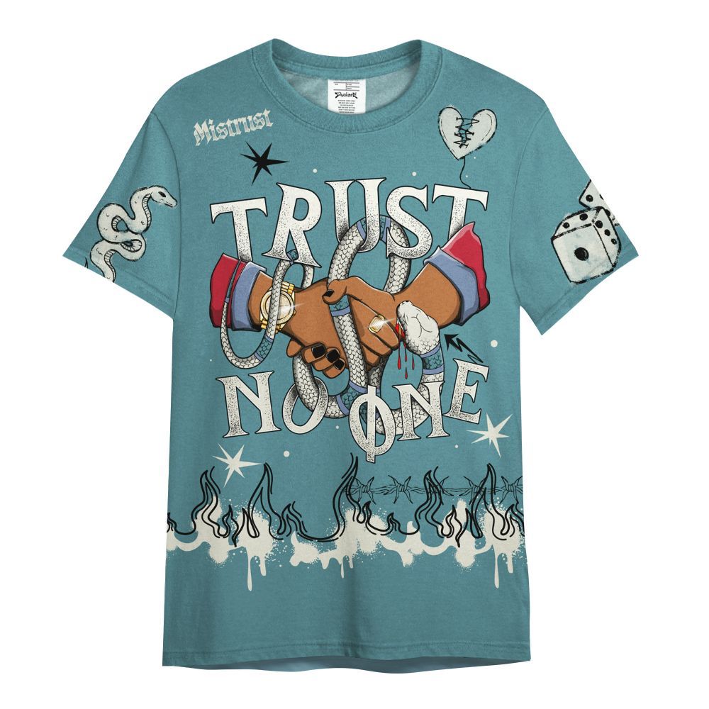 Shirt To Match Dunk Low Denim Turquoise Royal - Trust No One Snake-Bite Doodle Crayon All Over Print