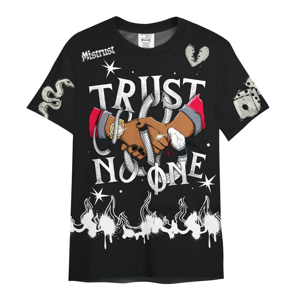 Shirt To Match Mid Black Metallic 1s - Trust No One Snake-Bite Doodle Crayon All Over Print