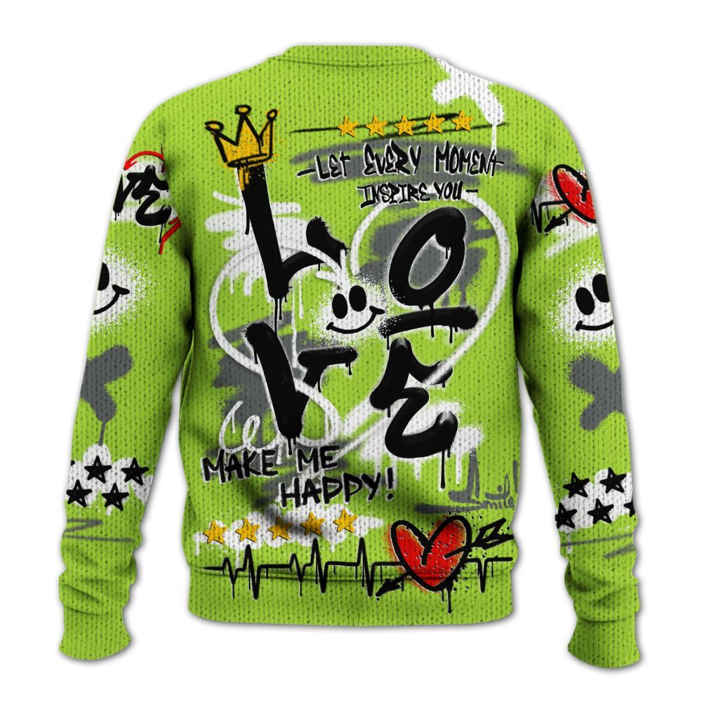 Knitted Sweater To Match Air Max 95 Neon - Happy Love Beats Graffiti Streetwear