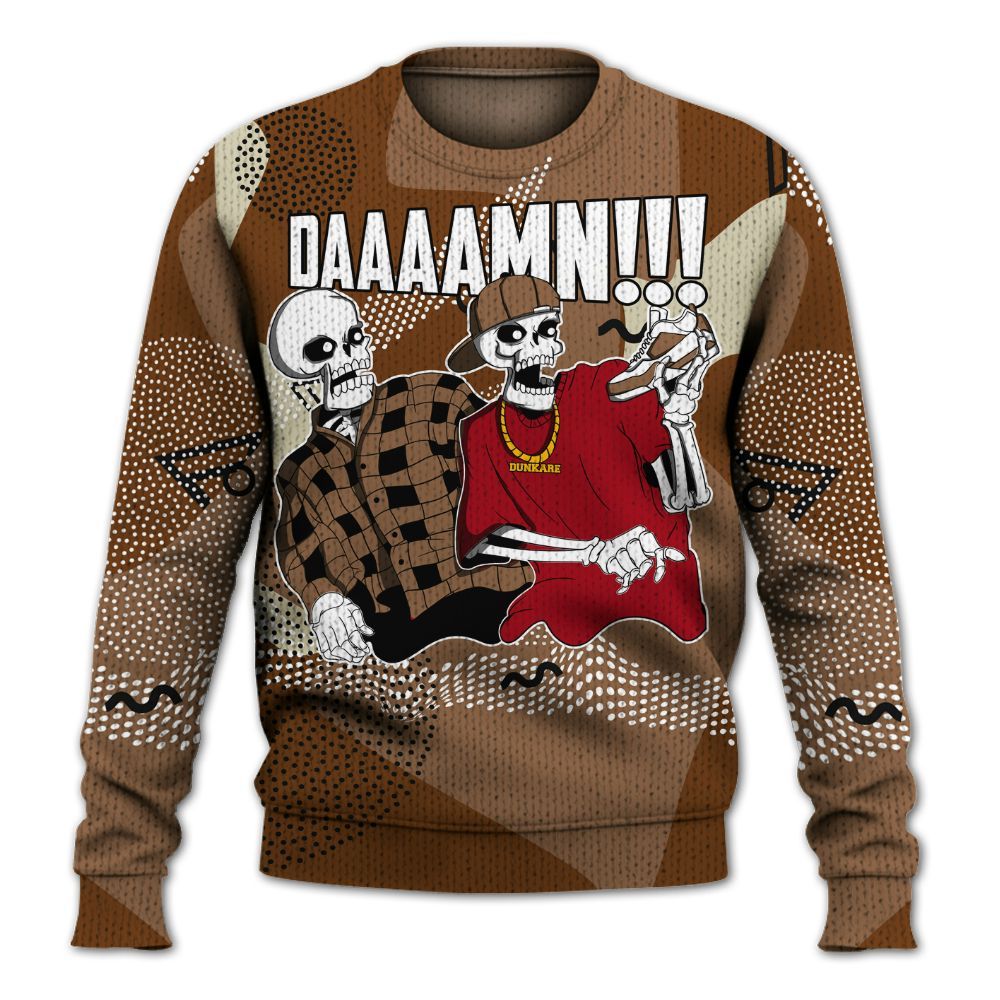 Knitted Sweater To Match Archaeo Brown 5s - Graphic Meme Damnn