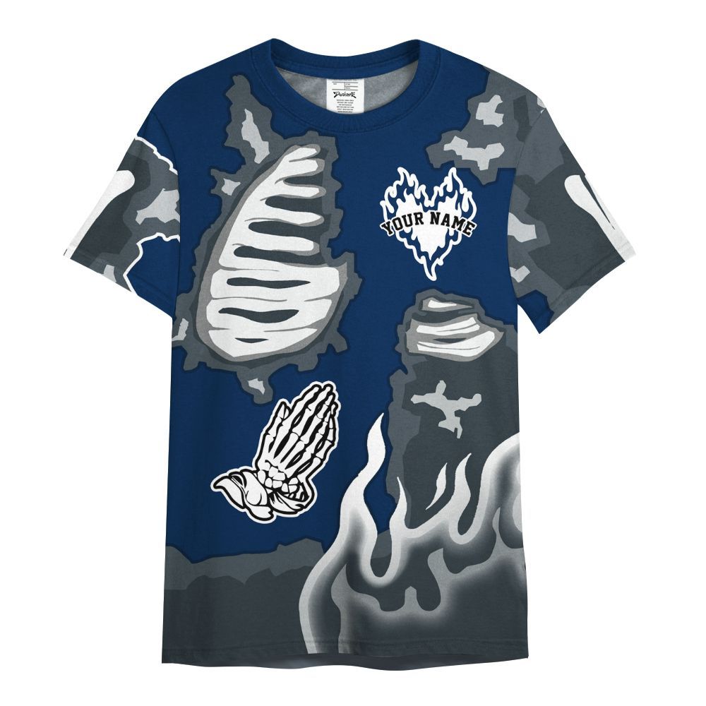 Shirt To Match SB White Navy 4s - Dislike Us Graphic Burning Custom Name All Over Print