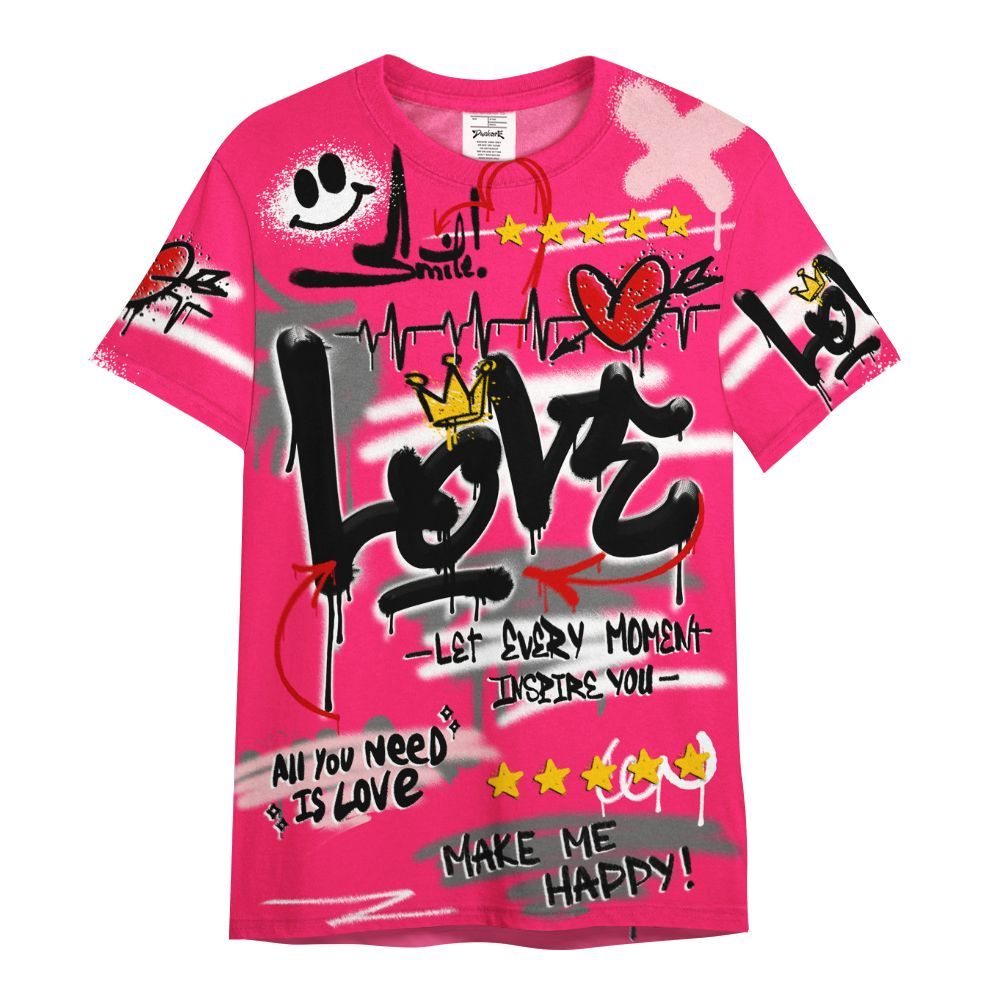 Shirt To Match A'One Hyper Pink Shirt, Happy Love Beats Graffiti Streetwear All Over Print