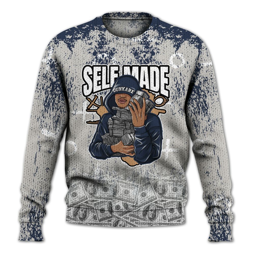 Sweater To Match Low Navy Grey Gum 1s - Selfmade Unique Grunge Graphic