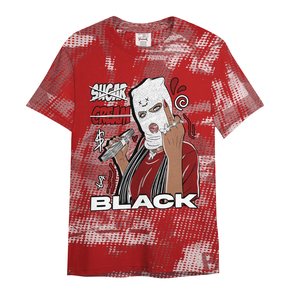 Shirt To Match Red Taxi 12s - Black Sugarcream Unique Letter Pattern Shirt Unisex