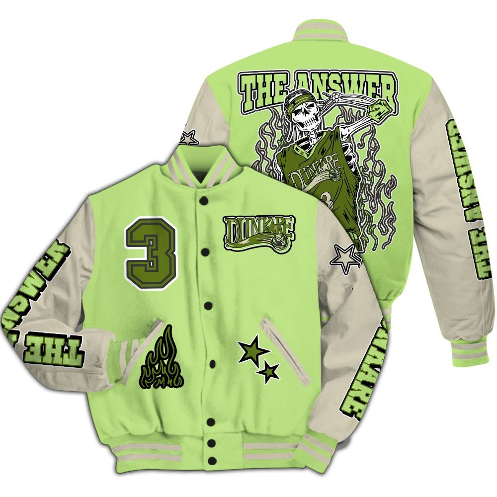 Varsity Jacket To Match Air Max Stussy Action Green - Allen Answer Skeleton All Over Print