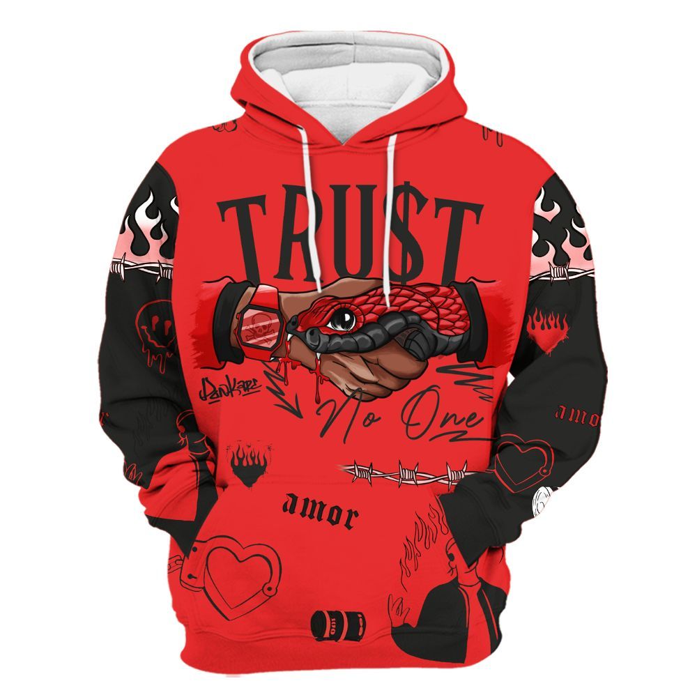 Hoodie To Match Red Thunder 4s - Snake Trust No One All Over Print