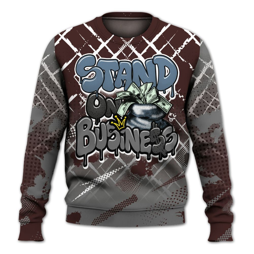 Sweatshirt To Match Burgundy 5s - Halftone Stand Business Dripping All Over Print