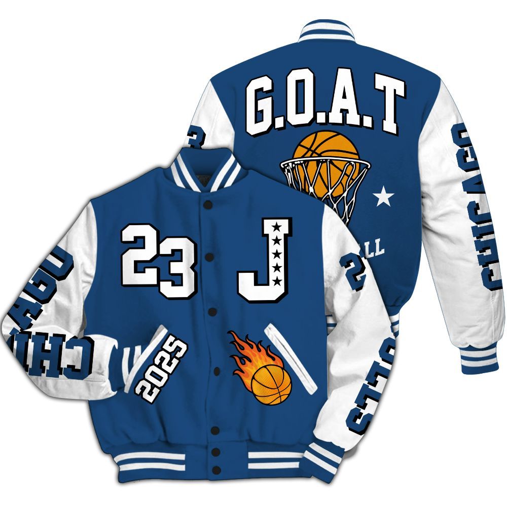 Varsity Jacket To Match High OG Midnight Navy 1s - Chicago 23 Basketball All Over Print