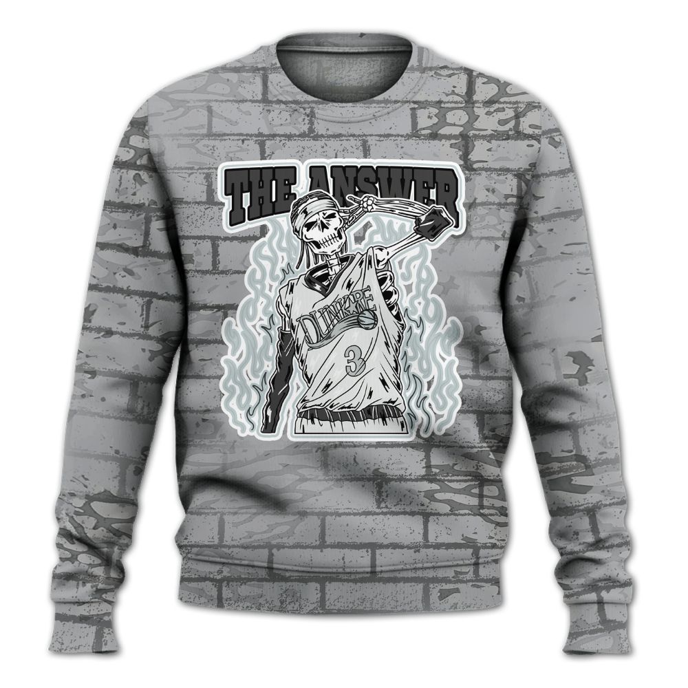 Sweatshirt To Match Black Wolf Grey 12s - Allen Answer Skeleton Brick All Over Print