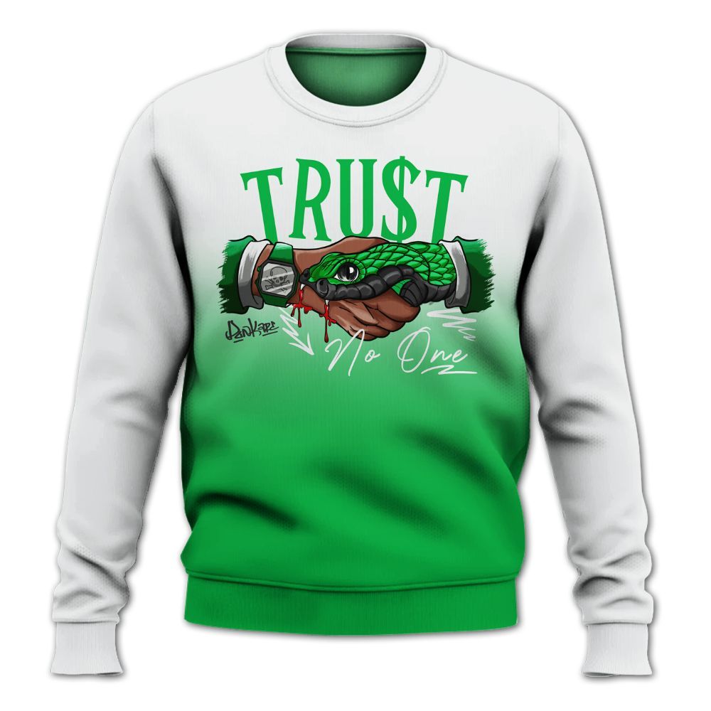 Sweatshirt To Match Lucky Green 5s - Snake Trust No One Drip All Over Print