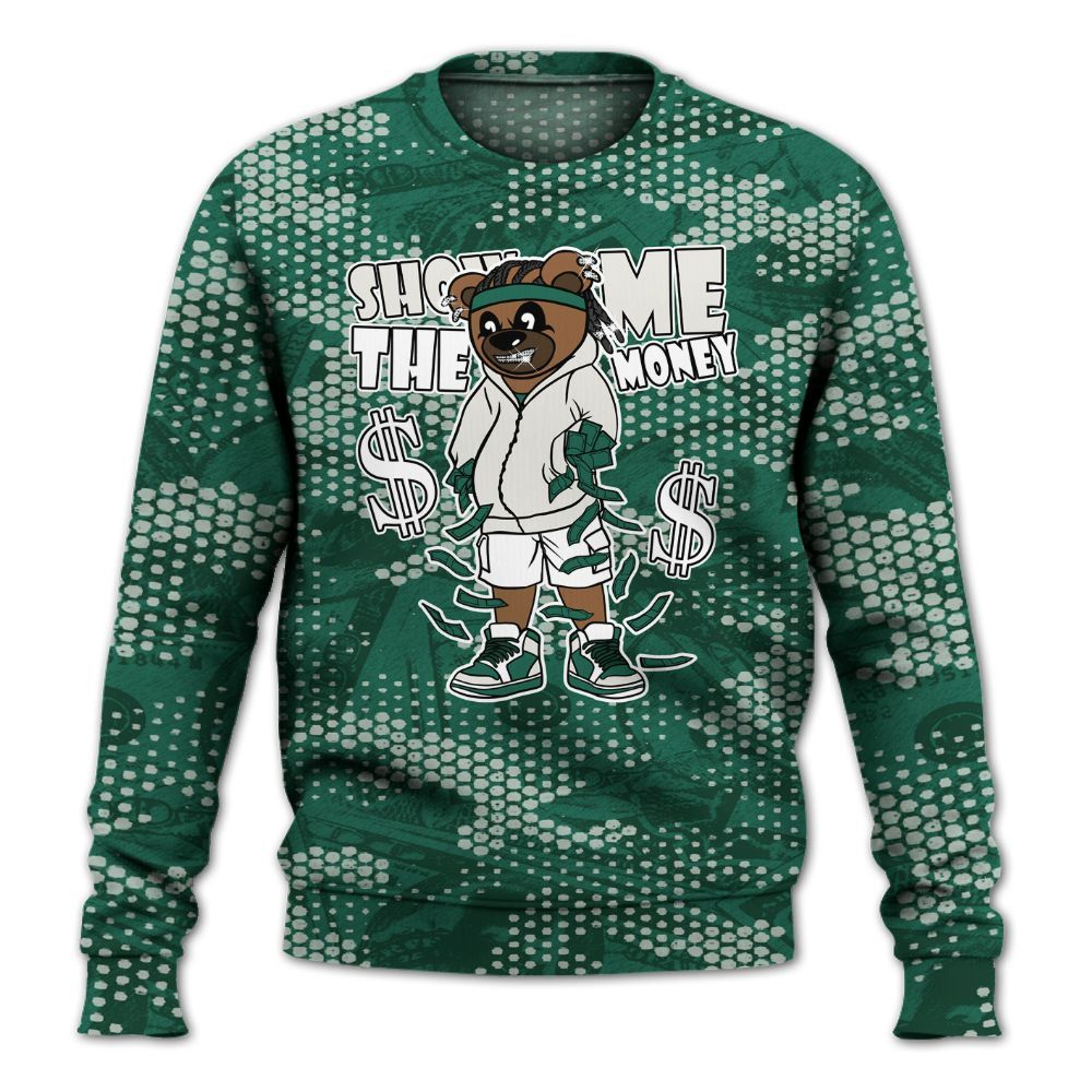 Sweatshirt To Match Oxidized Green 4s - Show Me Bear Banknotes Art All Over Print