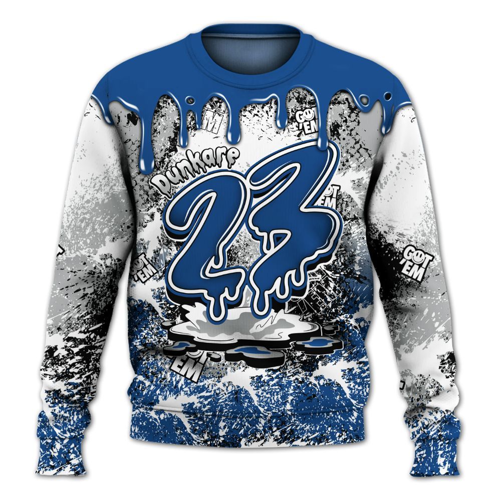 Sweatshirt To Match Air Ship Royal Blue - Dripping 23 Drip All Over Print
