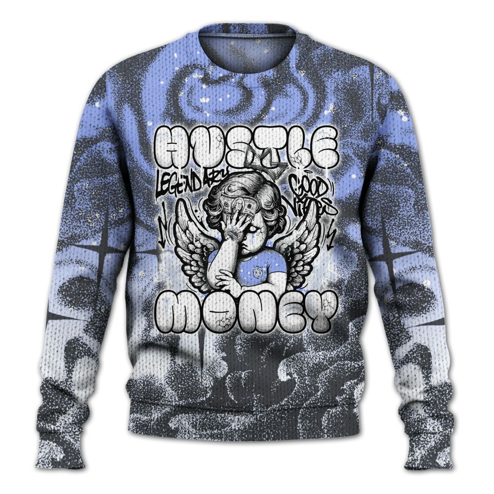 Sweater To Match Retro Awake Racer Blue - Angel Hustle Money Graphic