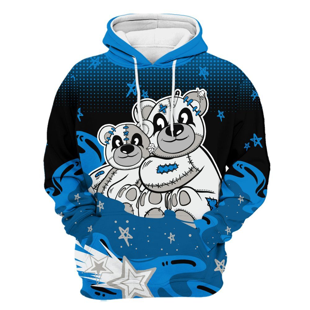 Hoodie To Match Military Blue 4s - Sincere Fondness Bear Stars All Over Print