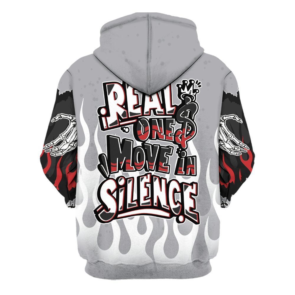 Hoodie To Match White Cement 4s - Ones Move In Silence Graphic Trapped All Over Print