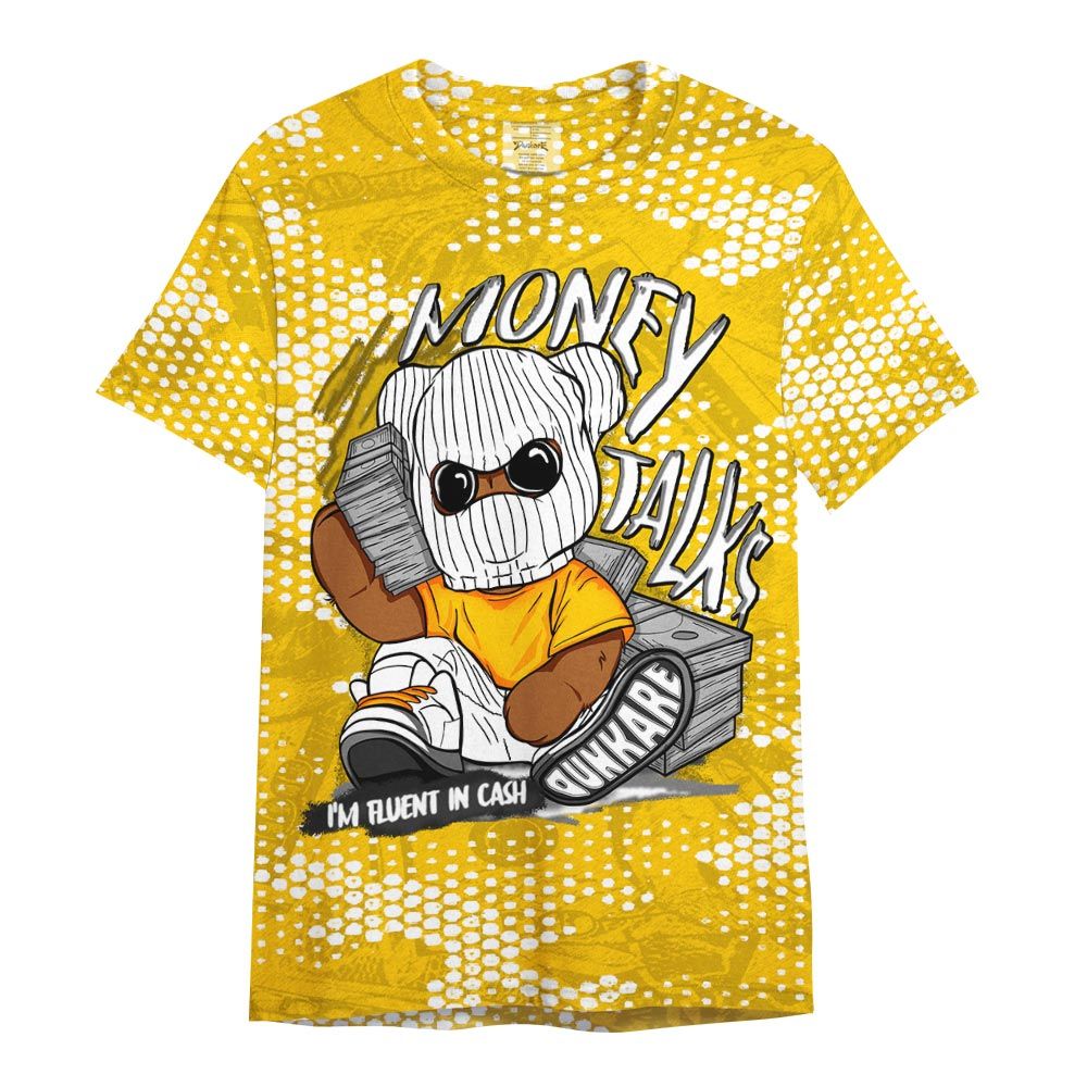 Shirt To Match Vivid Sulfur 4s - Money Talk Bear Banknotes Art Shirt Unisex