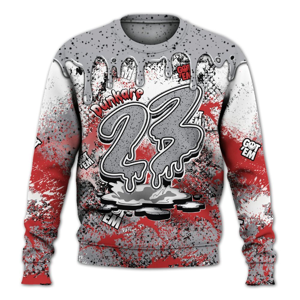 Sweatshirt To Match White Cement 4s - Dripping 23 Drip All Over Print