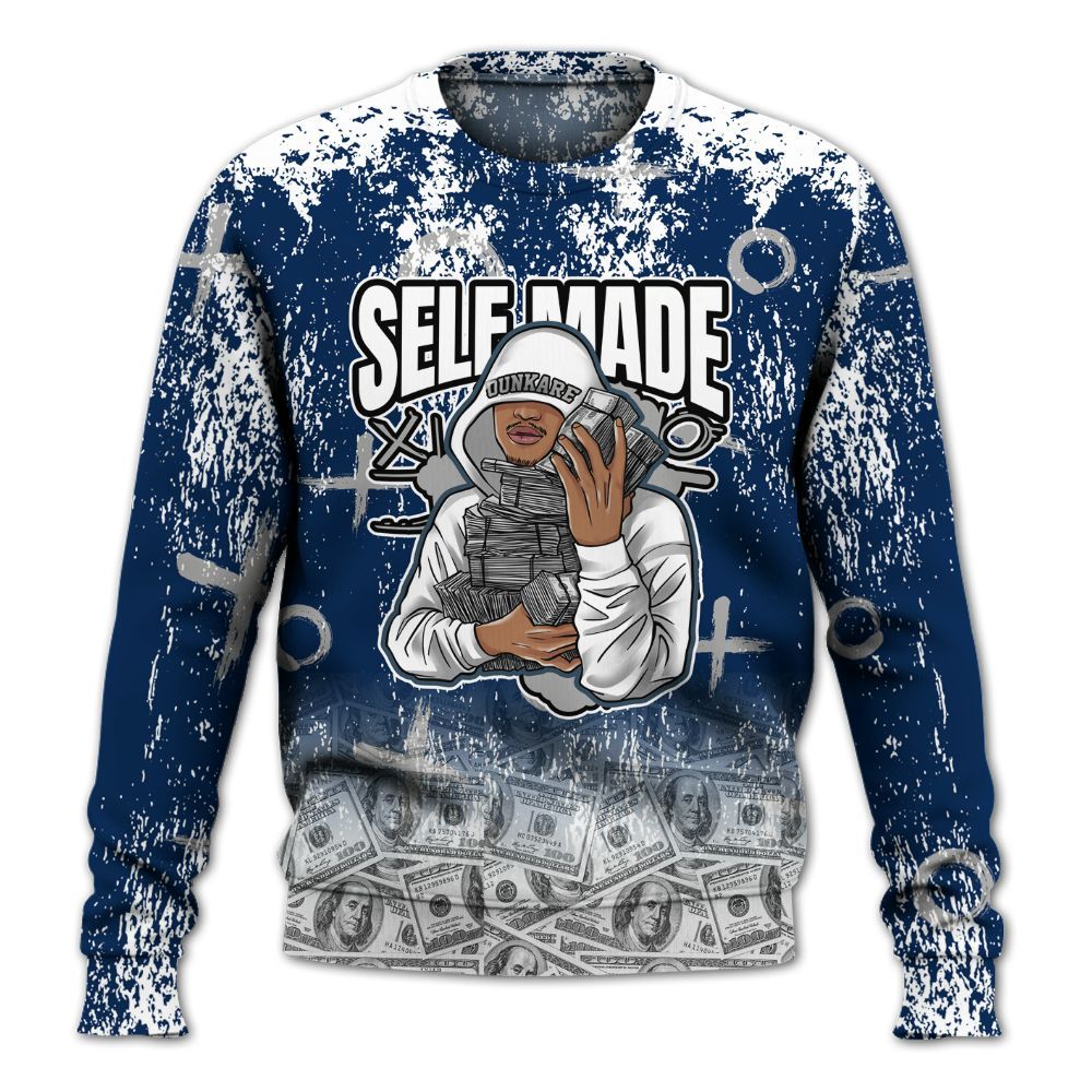 Sweatshirt To Match SB White Navy 4s - Selfmade Unique Drip All Over Print