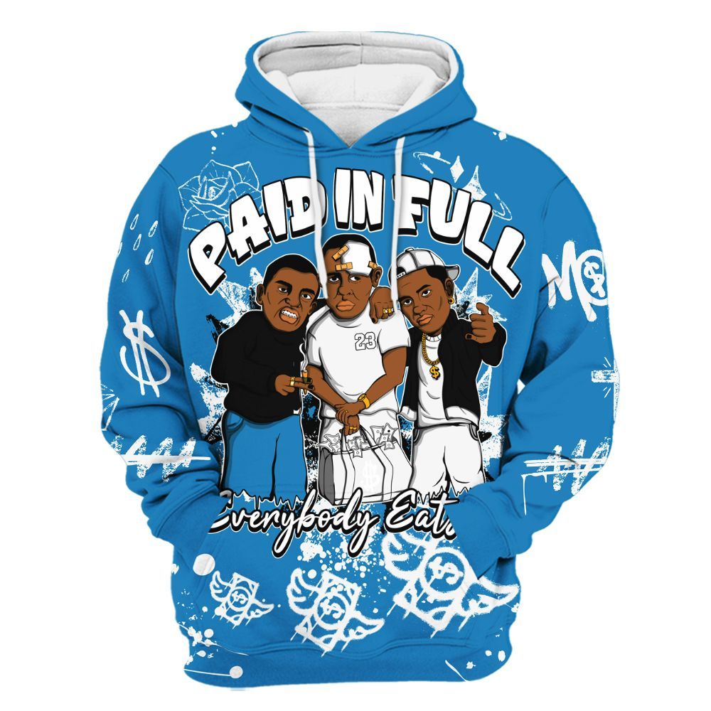 Hoodie To Match Retro University Blue 9s - Everybody Paid In Full Crayon All Over Print