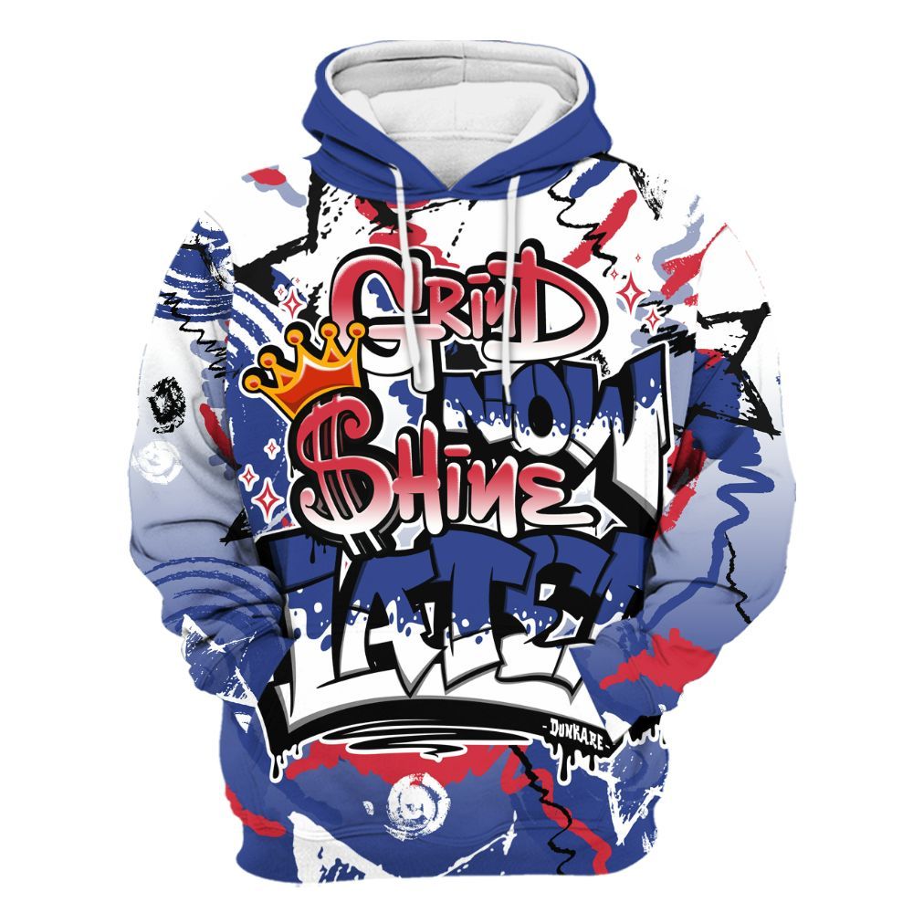 Hoodie To Match Air Griffey Max USA Red White Blue 1s - Grind Shine Later Drip All Over Print