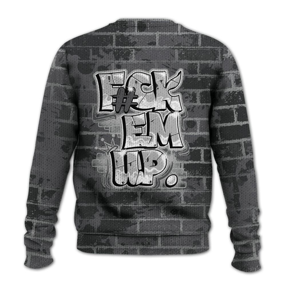 Knitted Sweater To Match White Thunder 4s - F#ck Em Graphic Brick Art