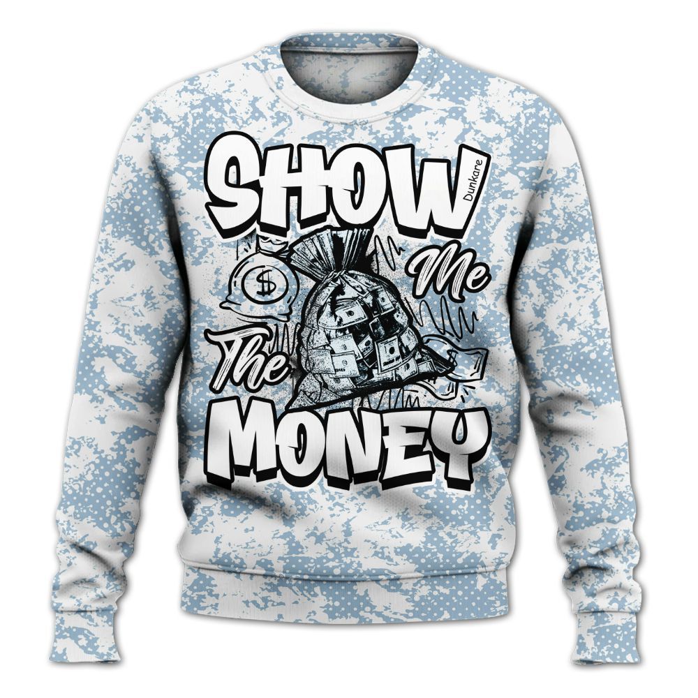Sweatshirt To Match Mid Ice Blue 1s - Show Me The Money Retro All Over Print