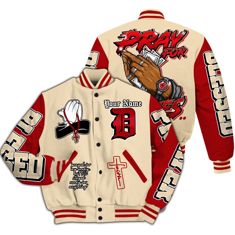 Varsity Jacket To Match Dunk Low Strawberry Waffle - Prayed For Enemies Graphic Custom Name All Over Print