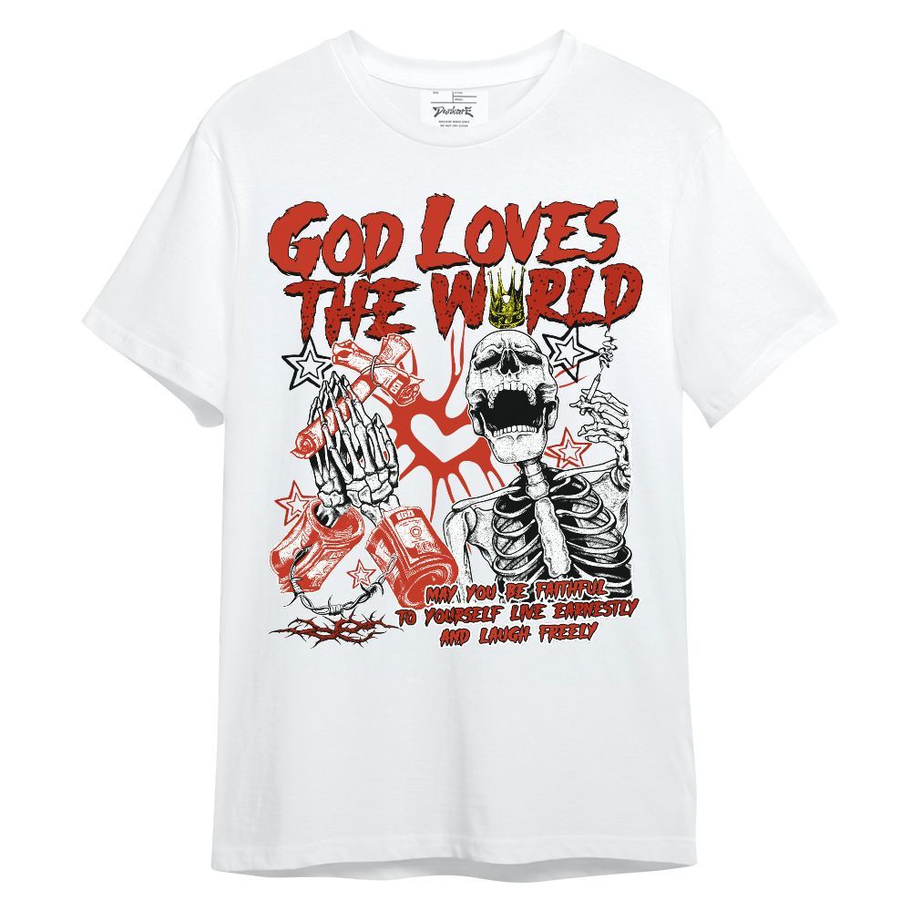 Shirt To Match Red Cement 4s - God Loves The World Unisex Shirt