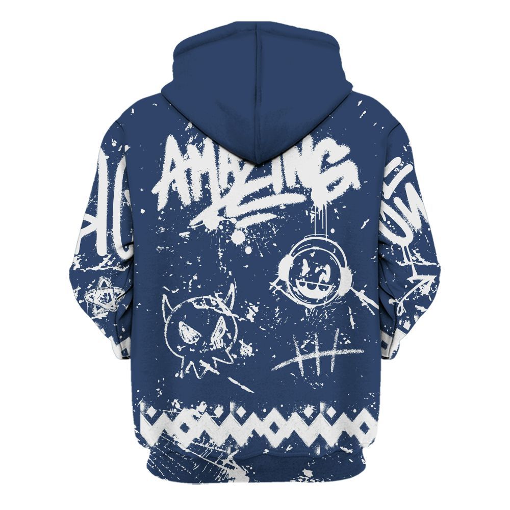 Hoodie To Match Low 85 Metallic Blue 1s - Friday Sneaker Crayon All Over Print