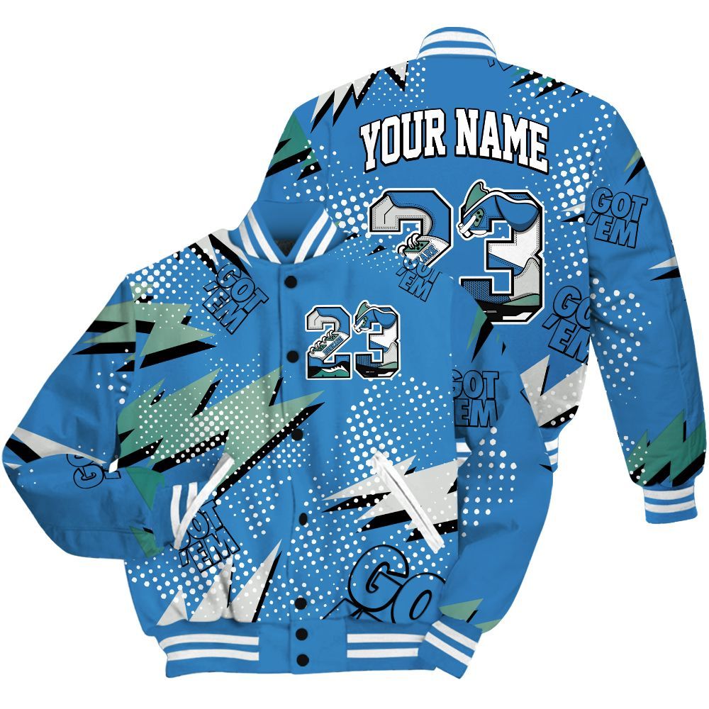 Varsity Jacket To Match Low Carolina 17s Shirt, Custom Name Number 23 5s All Over Print